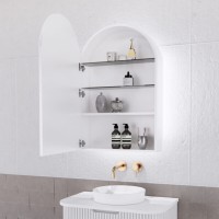 London Arch Led Mirror Matte White Shaving Cabinet